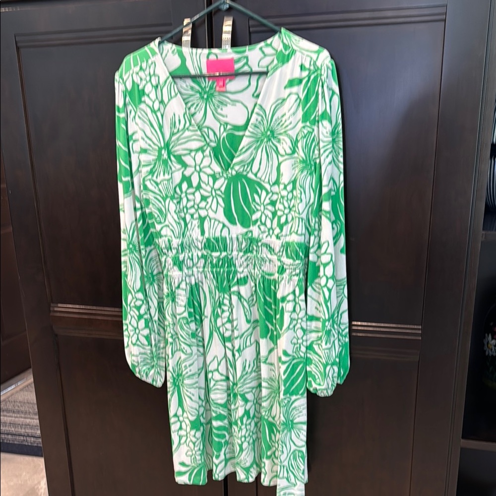 Lilly Pulitzer Green and White Long Sleeve Dress